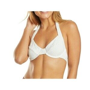 Kate Spade Embroidered Eyelet Halter UW Bikini Top  sz S White